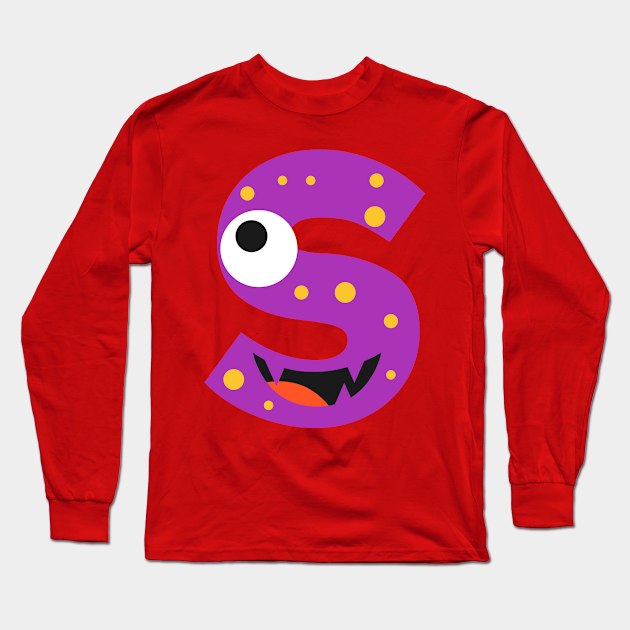 S Letter Long Sleeve T-Shirt by Mako Design 